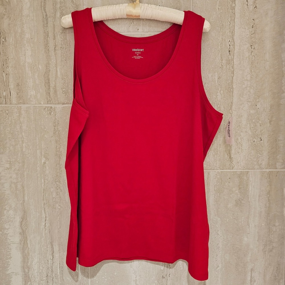 Westport Womens 3X tank top blouse Red Plus Size Sleeveless  NWT